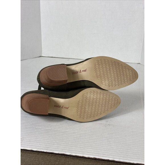 Violet & Red Cupid Bootie Boot Women's 7.5M Olive Suede Leather NWOB 9325 - Picture 11 of 13